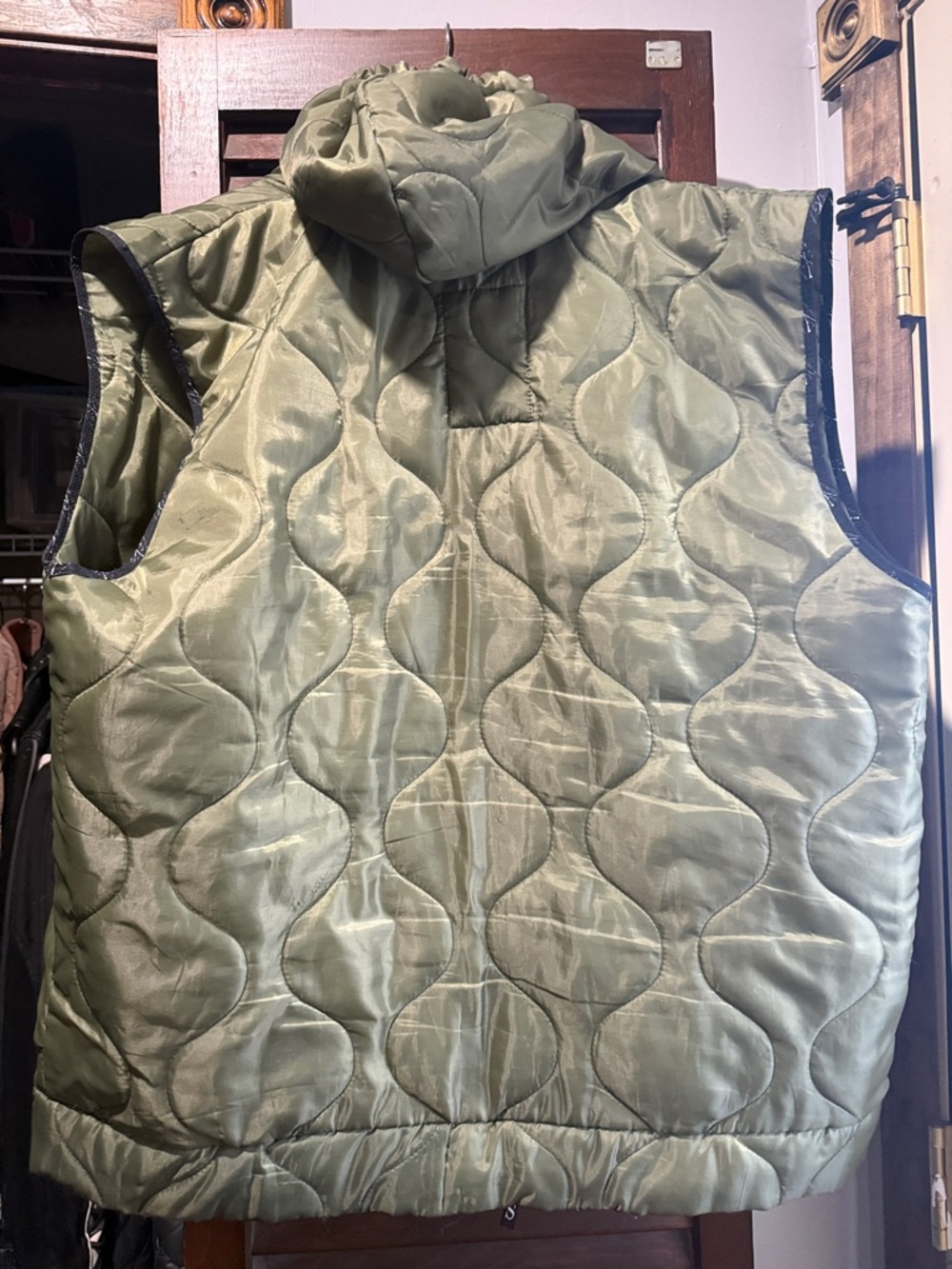 Grunt Style Olive Green Quilted Hooded Vest - Picture 6 of 6